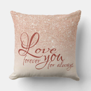 Coussin Rose Gold Pailleté 'Je T'Aime Pour Toujour