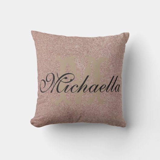 Coussin Rose Gold Parties scintillant Nom monographique Pe (Recto)