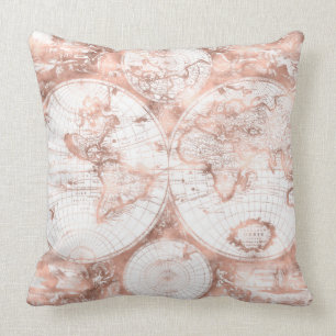 Coussin Rose Gold Pink MetParties scintillant Carte du mon