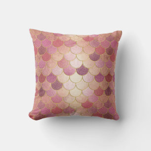 Coussin Rose Gold Shimmer Mermaid Échelle Motif