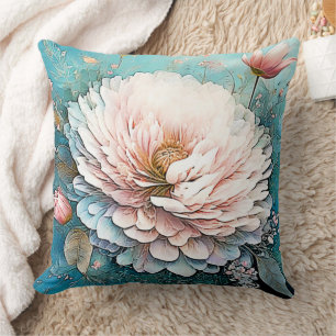 Coussin Rose Gold Turquoise Bloom Art