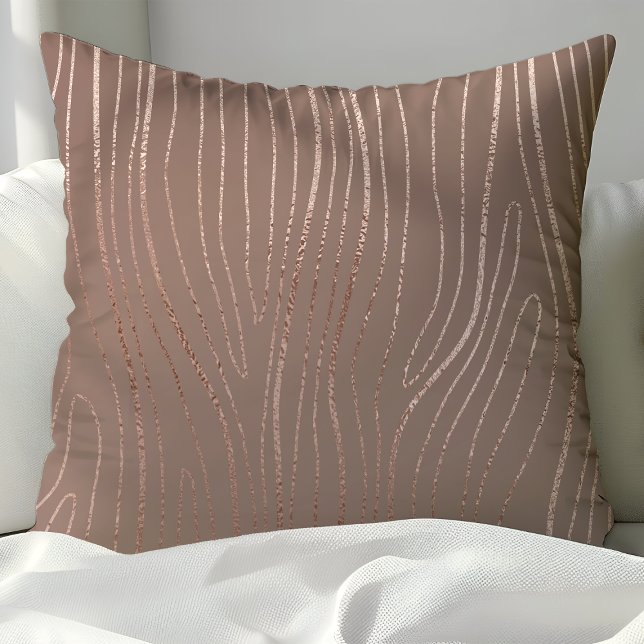 Coussin Rose Gold Wood Grain Abstrait Luxe Glam (Créateur téléchargé)