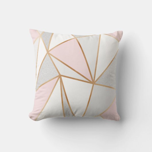 Coussin Rose, gris et or Geo (Recto)