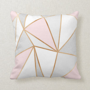Coussin Rose, gris et or Geo
