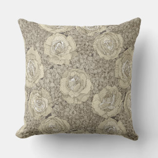 Coussin rose hydrangea floral cream tea leather
