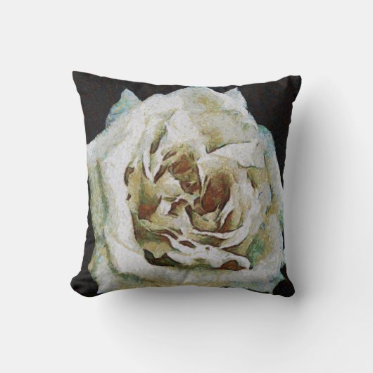 Coussin Rose impressionniste isolé sur noir (Recto)