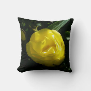 Coussin Rose jaune dans la lumière douce