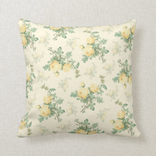 Coussin Rose jaune de carreau floral chic minable de décor