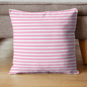 Coussin Rose lavande blanc simple rayé horizontal