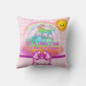 Coussin Rose magique de citation de licorne d'arc-en-ciel (Verso)