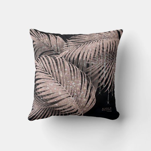 Coussin Rose Mariage  or/marine Joyau Palm Leaf ID830 (Verso)