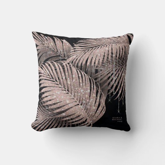 Coussin Rose Mariage or/marine Joyau Palm Leaf ID830 (Recto)