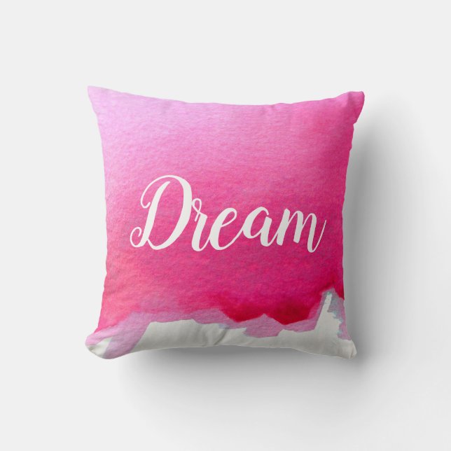 Coussin Rose moderne simple aquarelle design avec rêve (Recto)