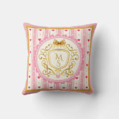 Coussin Rose Monogramme Aquarelle Rose Clair Romantique (Verso)