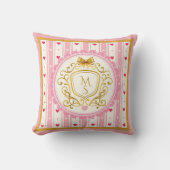Coussin Rose Monogramme Aquarelle Rose Clair Romantique (Recto)