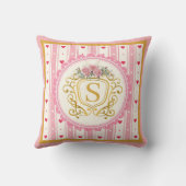 Coussin Rose Monogramme Aquarelle Rose Clair Romantique (Verso)