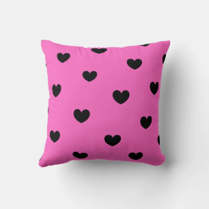 Coussin Rose Noir Cute Cosy Moderne Romantique Coeur Chic