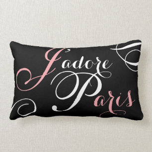 Coussin rose noir de Paris d'amour de J'adore