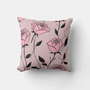 Coussin Rose, noir et blanc rose