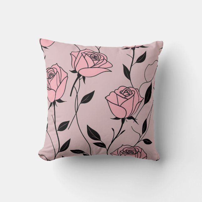 Coussin Rose, noir et blanc rose (Recto)
