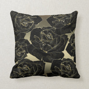 Coussin Rose noire et or Glamour Élégant Chic de Classe