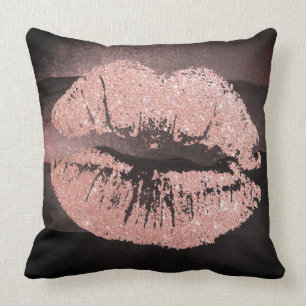 Coussin Rose noire lèvres Parties scintillant Blush Sparki