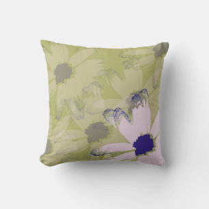 Coussin Rose Olive Green Daisy Art Floral