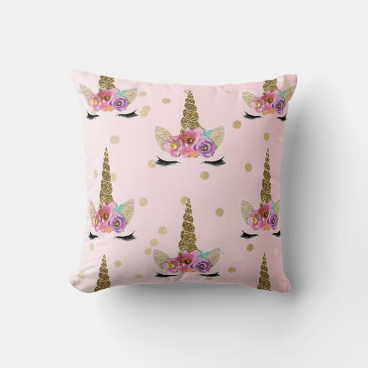 Coussin Rose & Or tendance moderne Unicorn Horn #2 (Recto)