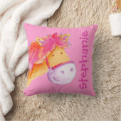Coussin rose orange de cadeau nouveau-né de nom et (Couverture)