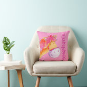 Coussin rose orange de cadeau nouveau-né de nom et (Chaise)