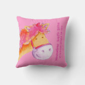 Coussin rose orange de cadeau nouveau-né de nom et (Verso)