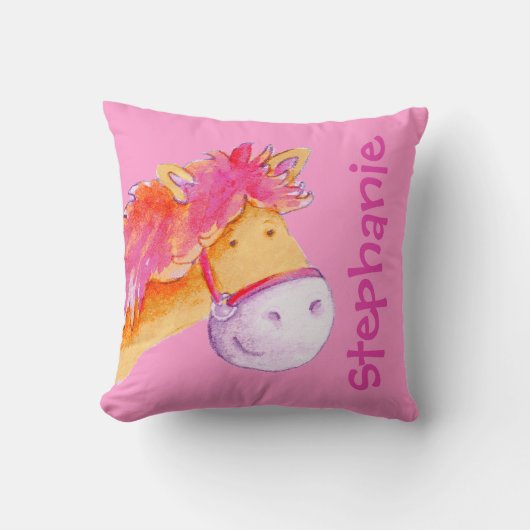 Coussin rose orange de cadeau nouveau-né de nom et (Recto)