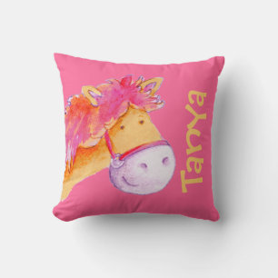 Coussin rose orange nommé de Tanya de filles de