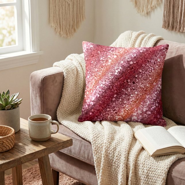 Coussin Rose Pailletée Dégradé Brillante (Créateur téléchargé)