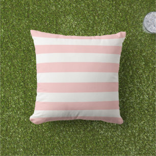 Coussin Rose Pâle et Rayures Blanches