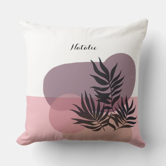 Coussin Rose Pâle Pastel Doux Abstrait Tropical  (Recto)