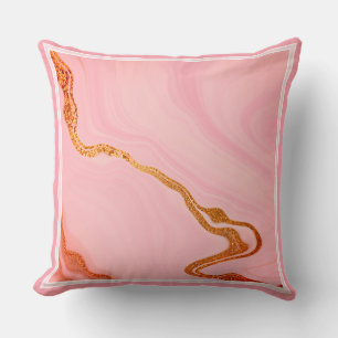 Coussin Rose Pale Pétale Mélange Faux Marbre