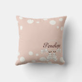 Coussin Rose Pâle Ruban Blanc Cassé Jumeaux Lapins Filles  (Verso)