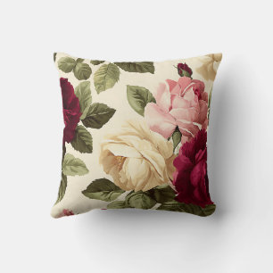 Coussin Rose Pâle Vintage Botanique Chic Floral Romantique