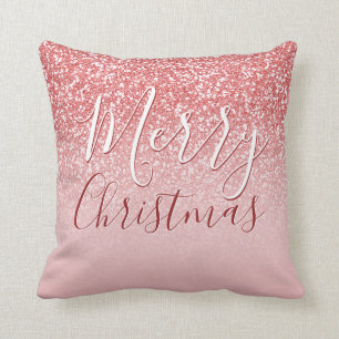 Coussin Rose Parties scintillant or Blush Ombre Joyeux Noë