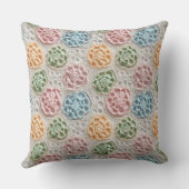 Coussin Rose pastel bleu vert orange aspect crochet (Verso)