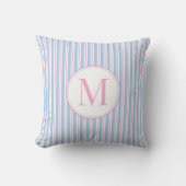 Coussin Rose pastel personnalisé bleu rayures simples (Recto)