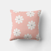 Coussin Rose pastel rétro floral blanc Daisy (Verso)