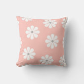 Coussin Rose pastel rétro floral blanc Daisy (Recto)