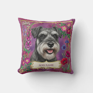 Coussin Rose Personnalisé Schnauzer Sel & Poivre