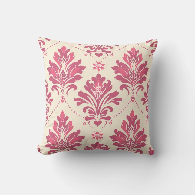 Coussin Rose Pink Damask Princesscore (Recto)