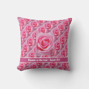 Coussin Rose PINK Florale Citation Inspirante Écriture