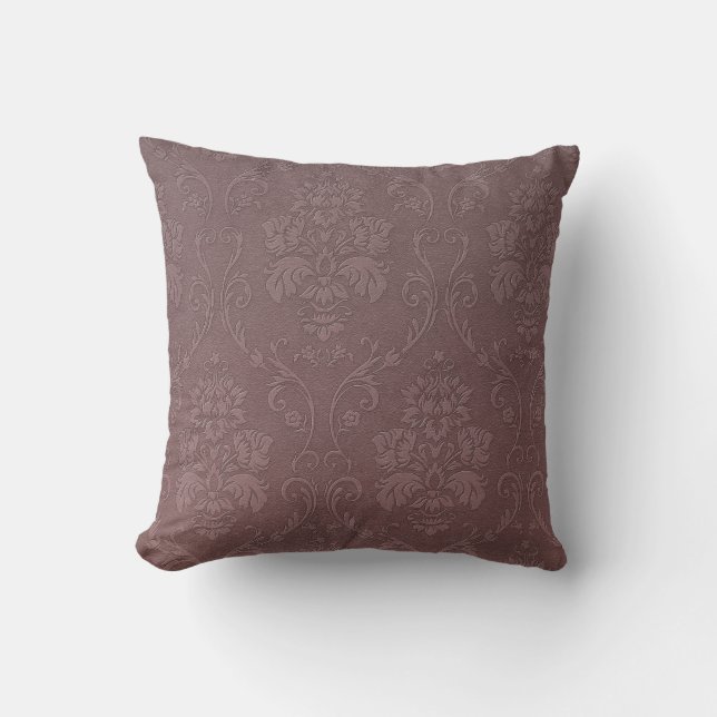 Coussin Rose Poudré Foncé Fleurie Embossée Vintage Élégant (Recto)