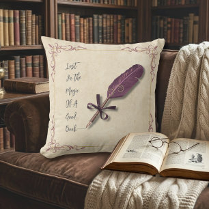 Coussin Rose Poussiéreuse Romantique Plume Littéraire