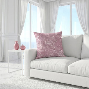 Coussin Rose Poussiéreux Abstrait Motif Moiré Tourbillonna